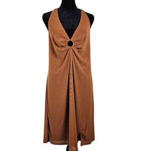 Wild Fable Womens XXL Copper-Tone Halter Dress Cut Out Circle Detail & Slit